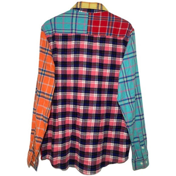 October’s Very Own Flannel Shirt Men’s Medium Multicolor Mash Up Drake OVO Patch - Picture 2 of 7